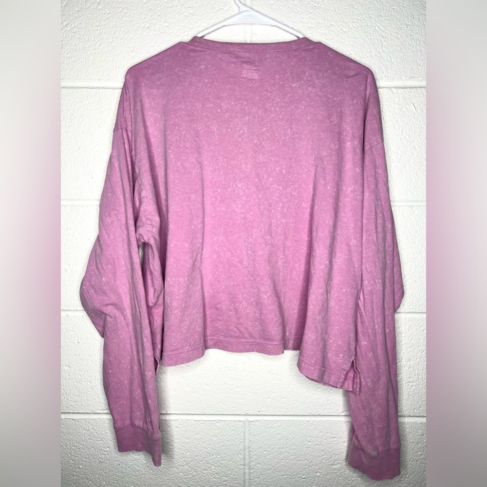 < Pink Victoria's Secret Women's Long Sleeve Cropped Henley > - Picture 4 of 5